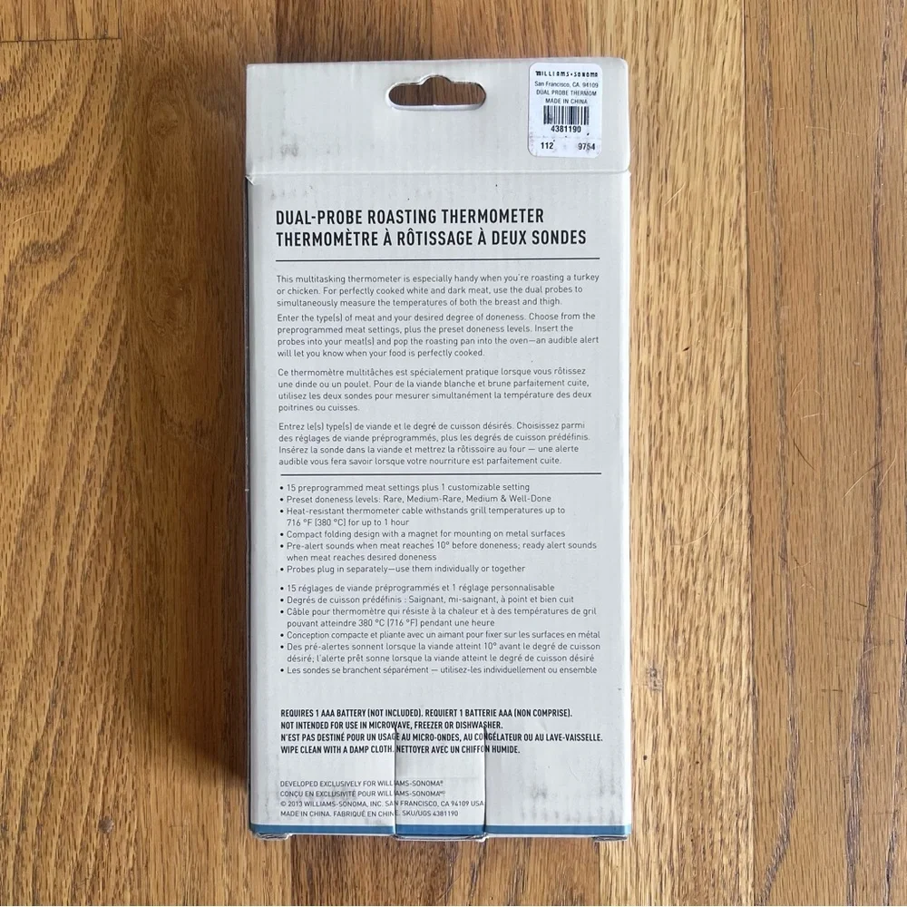 🆕 NWT Williams Sonoma Dual-Probe Roasting Thermometer